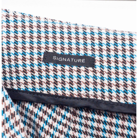 TALBOTS Signature Houndstooth Cotton Stretch Ankle Pants Brown Blue Ivory Sz 6 - Picture 6 of 7